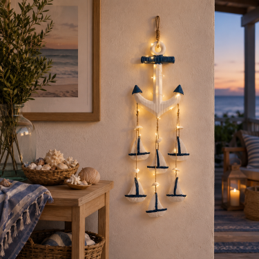 Coastal Wall Hanging Decor, Blue and White Nautical Hanging Ornament