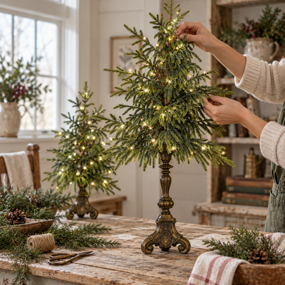 Vintage Lighted Norfolk Pine Trees