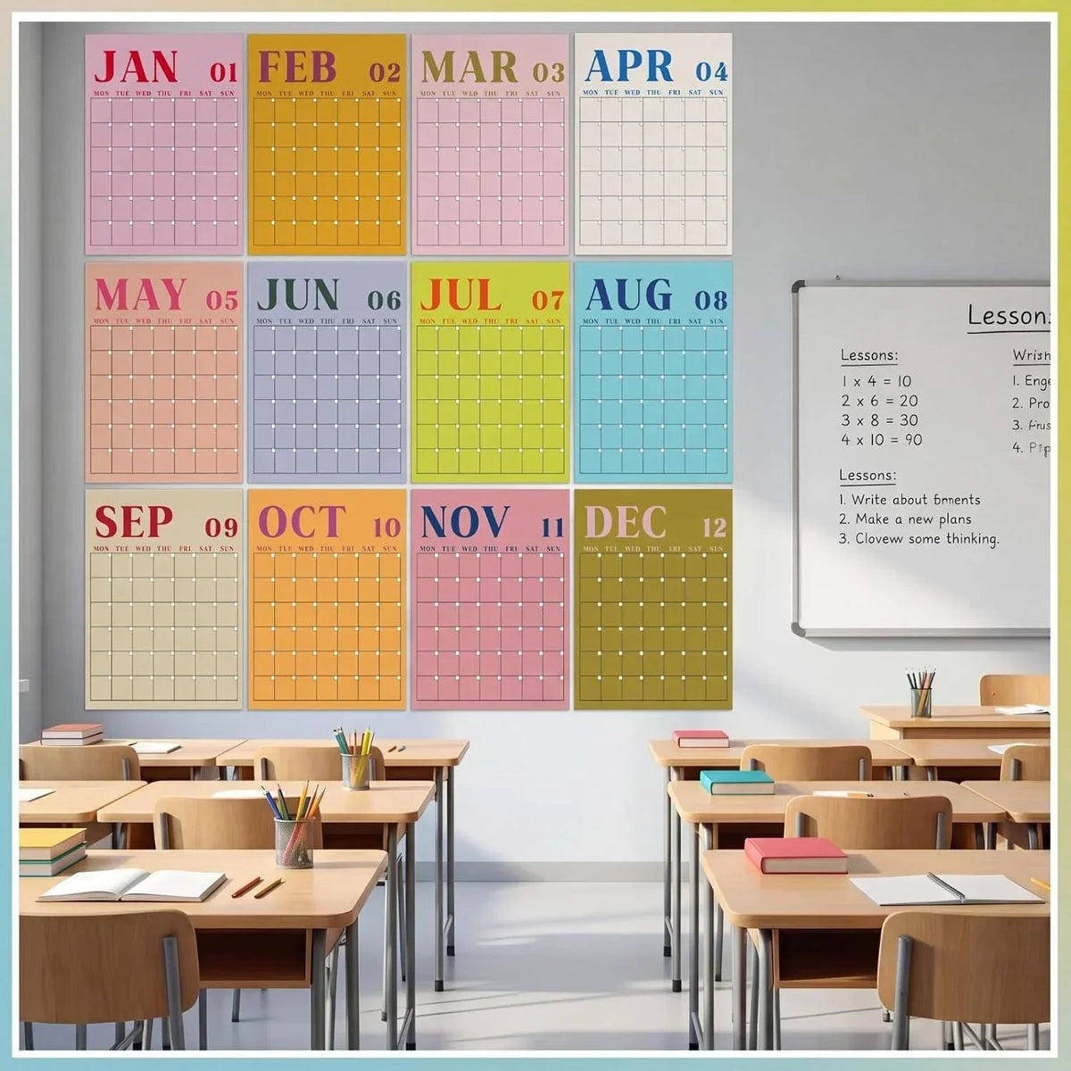 🔥HOT SALE🔥Undated Classroom Calendar, Fresh Macaron