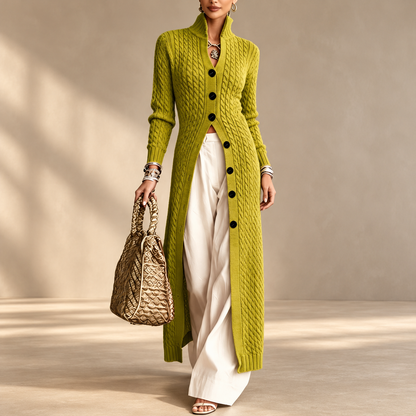🧶✨ Women’s Long Cable Knit Cardigan – Elegant Full-Length Layer for Cozy Days