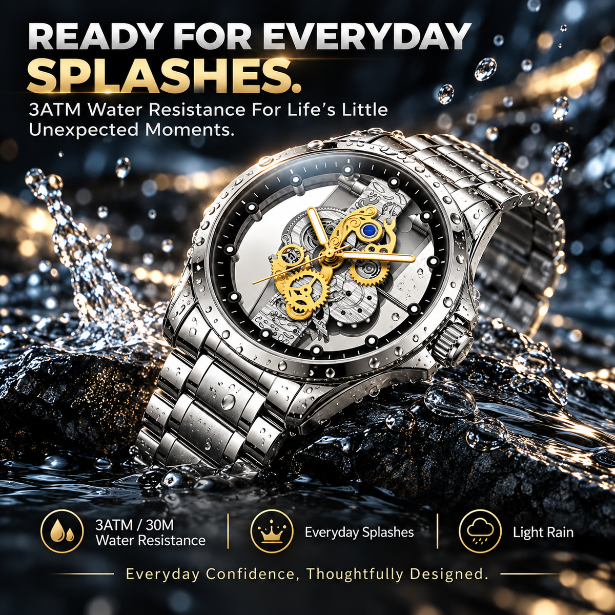 ⌚✨ Men’s Luxury Skeleton Watch – Gold Gear Detail & Timeless Mechanical Style