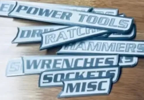 Personalized Magnetic Tool Chest Labels 🧰 12-Piece Black 3D Organizer Set