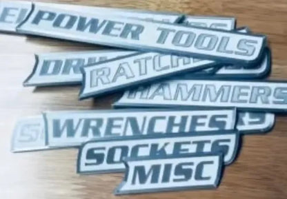 Personalized Magnetic Tool Chest Labels 🧰 12-Piece Black 3D Organizer Set