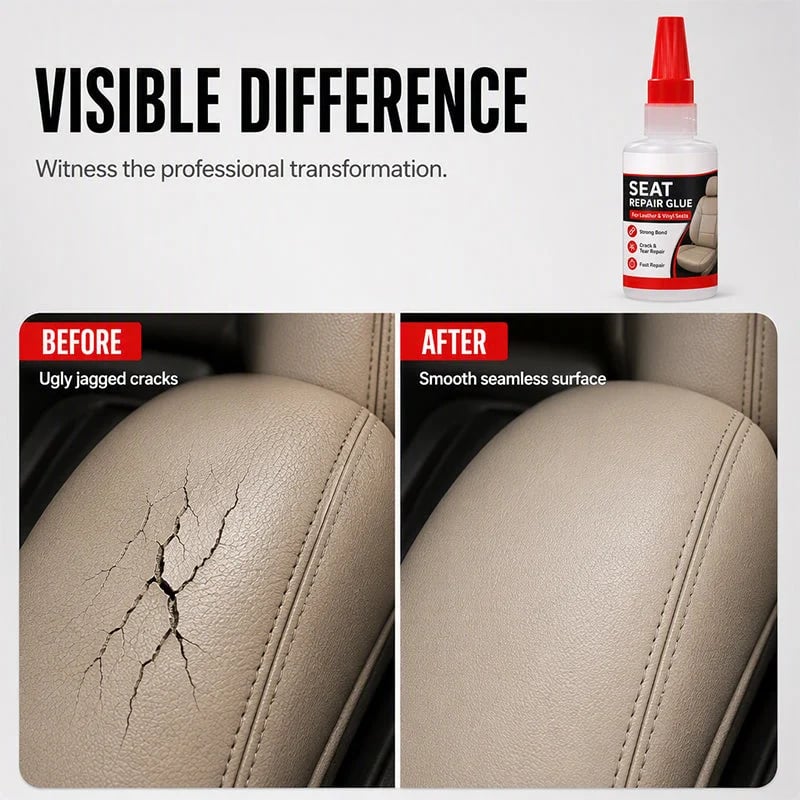 💯 Quick Dry Car Seat Leather Repair Glue‑ Precision Nozzle Vinyl & Leather Adhesive, Permanent Bond Repair Glue for Car Seats, Sofas & Leather Furnitures