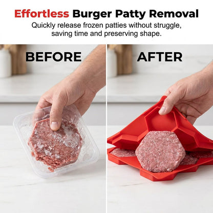 8-Cavity Burger Prep Tray 🍔 – Silicone Patty Maker for Shaping, Storing & Freezing