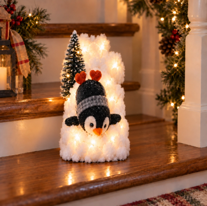 🐧 Penguin Christmas Stair Decor –❄️ Cozy Snowy Holiday Accent for Your Home