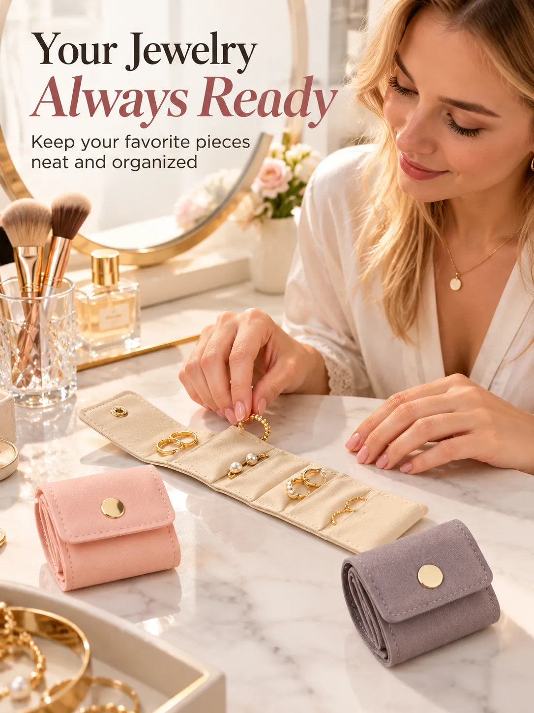 ✨ Foldable Travel Jewelry Case – Compact Organizer for Everyday Essentials