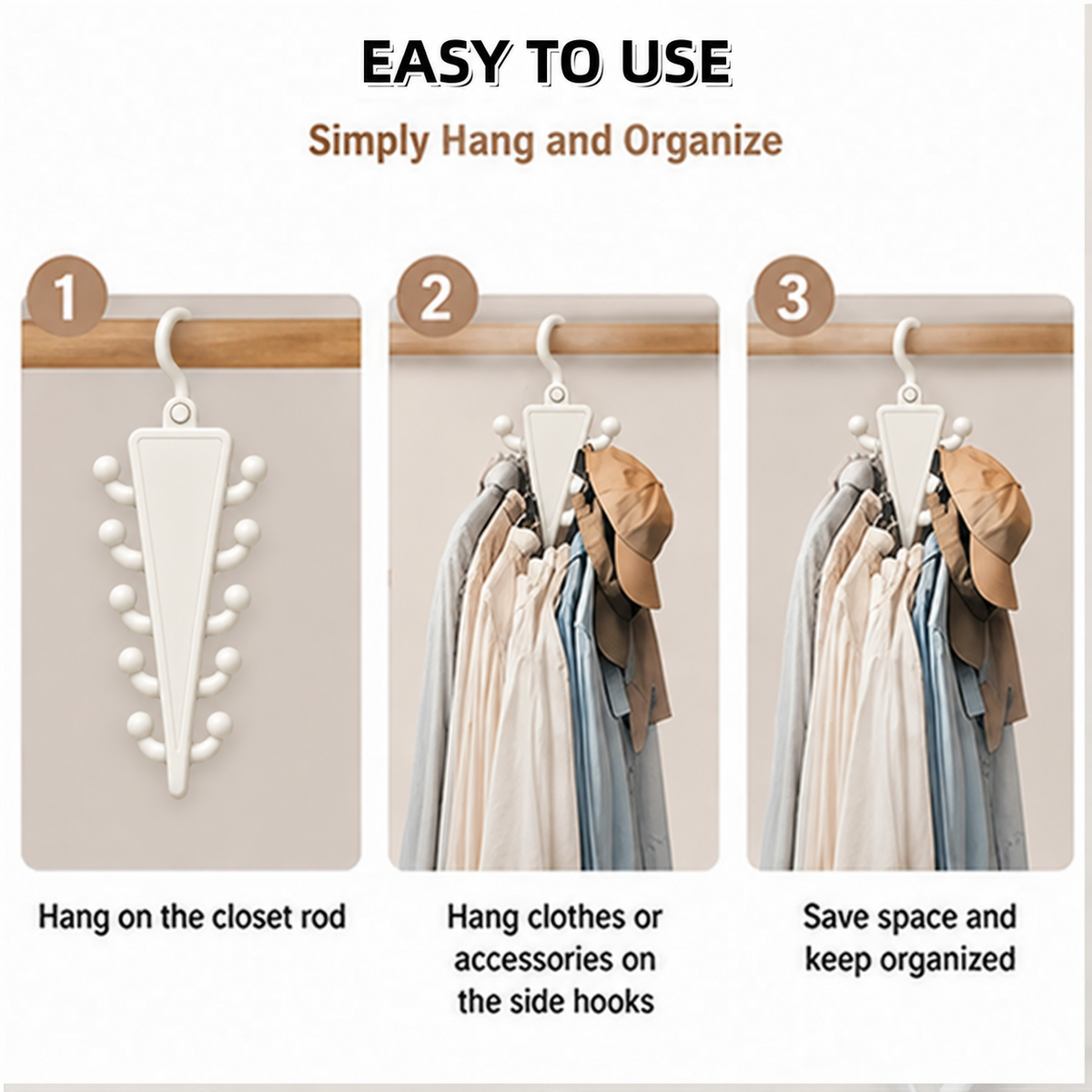 Space-Saving 12-Hook Rotating Closet Organizer