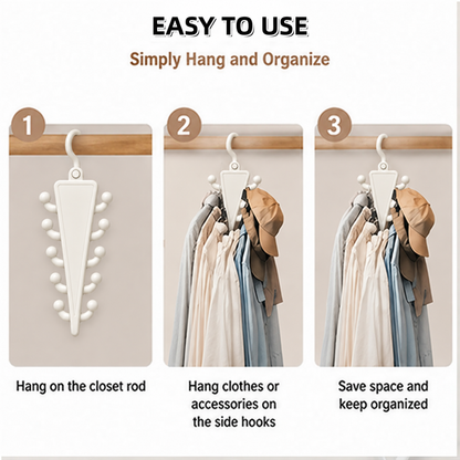 Space-Saving 12-Hook Rotating Closet Organizer