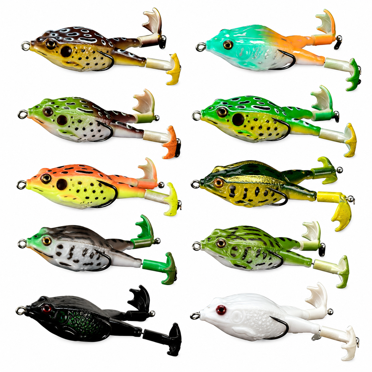 🔥 Save Over 50% Today! 🐸 Mixed-Color Weedless Frog Lures with 360° Propeller Feet