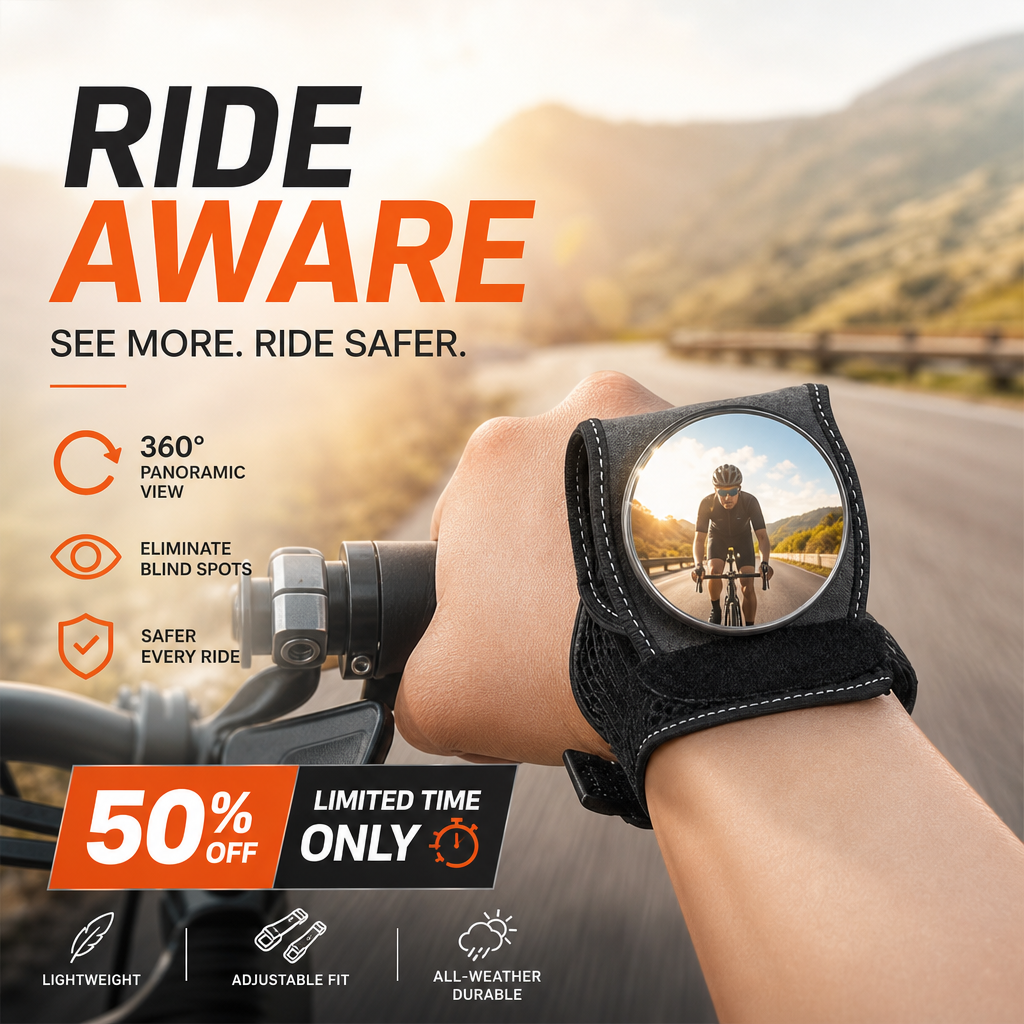 🚴👀 Adjustable Wrist-Mounted Cycling Mirror – See Behind You Without Turning Around
