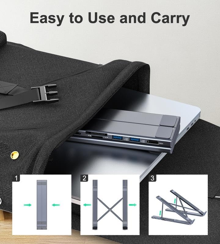 🏠💻 8-in-1 USB-C Laptop Stand Hub for a Clutter-Free Desk, Perfect Gift for Students and Professionals