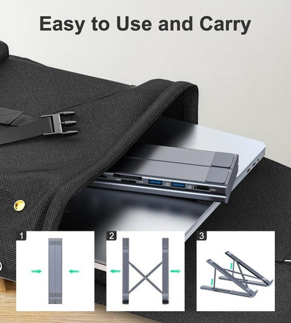 🏠💻 8-in-1 USB-C Laptop Stand Hub for a Clutter-Free Desk, Perfect Gift for Students and Professionals