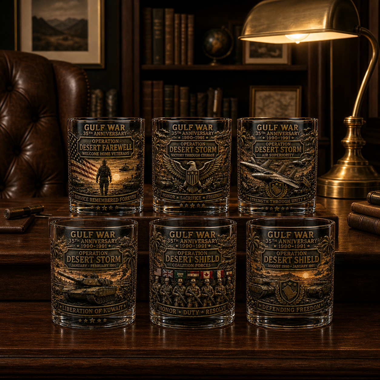 Gulf War 35th Anniversary Commemorative Whiskey Glass – Raised Tribute Barware