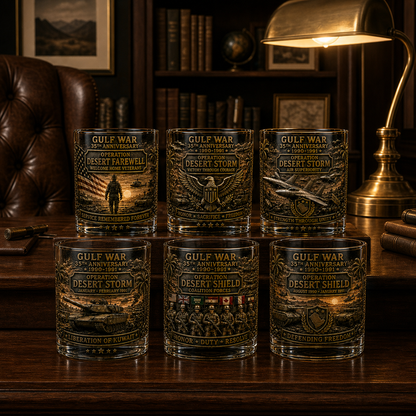 Gulf War 35th Anniversary Commemorative Whiskey Glass – Raised Tribute Barware