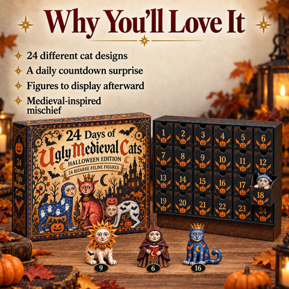 🐈🎃 24 Days of Ugly Medieval Cats – Halloween Advent Calendar with 24 Bizarre Cat Figures