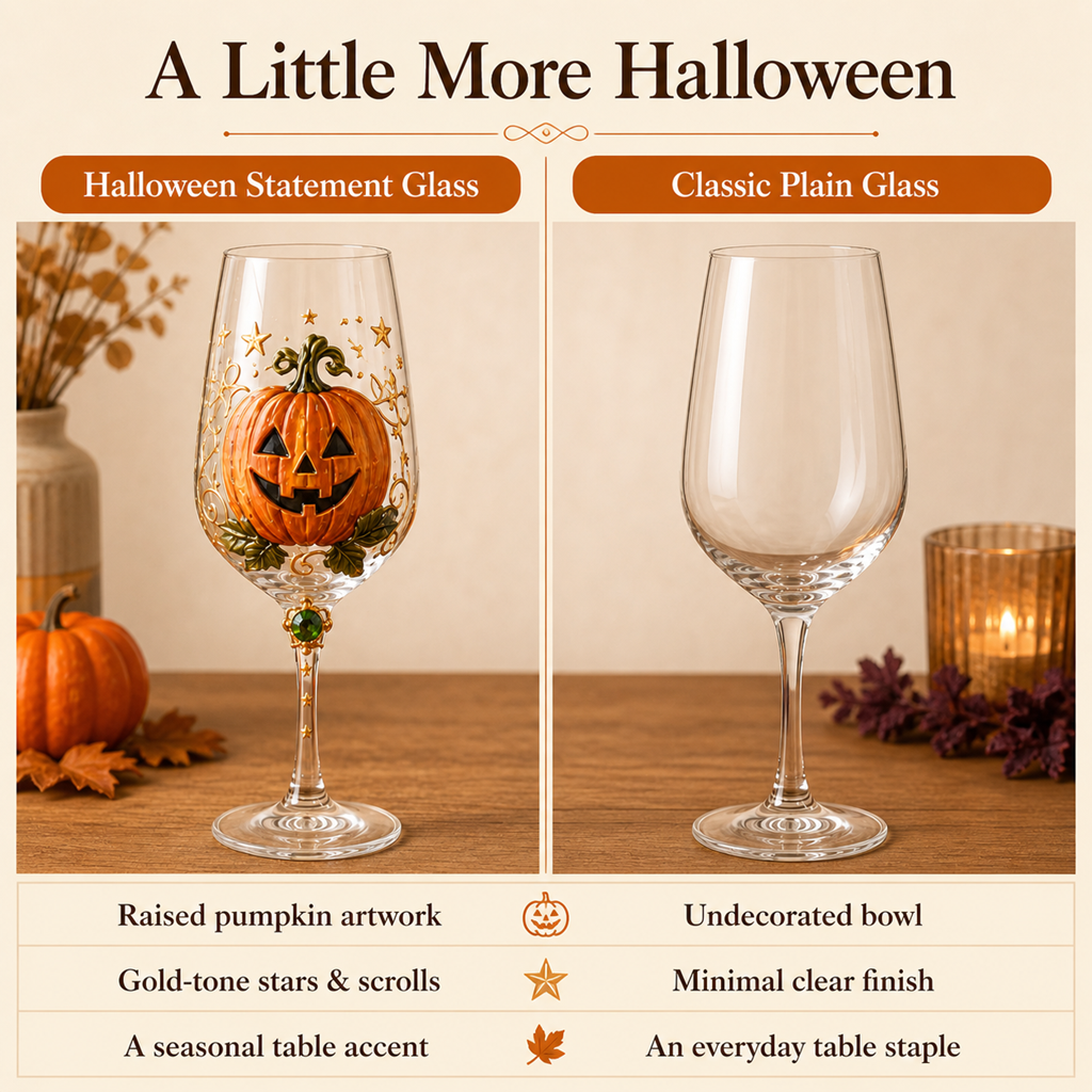🎃✨ Enchanted Halloween Wine Glass Collection – 6-Piece 3D Spooky Gift Box Set