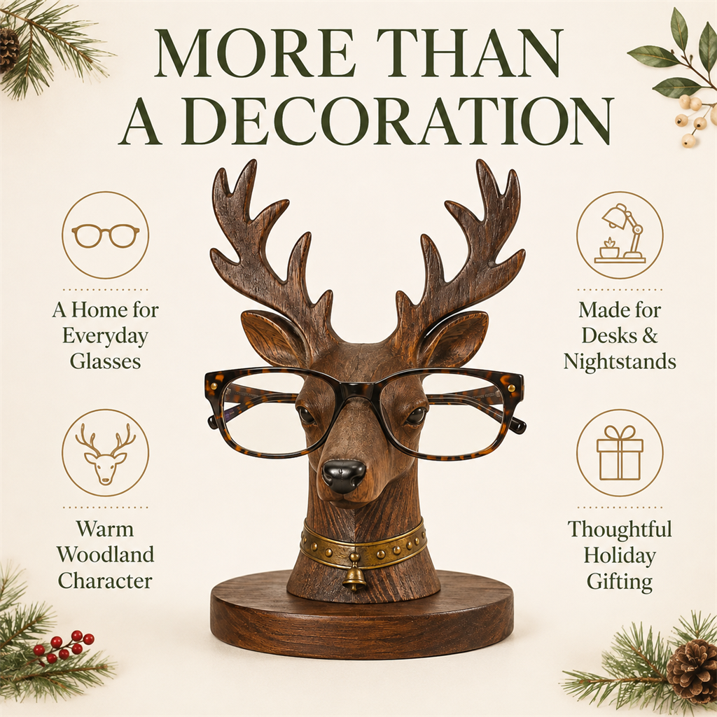🦌😂 “Where Are My Glasses?” Deer Holder – Rustic Stag Eyeglass Stand