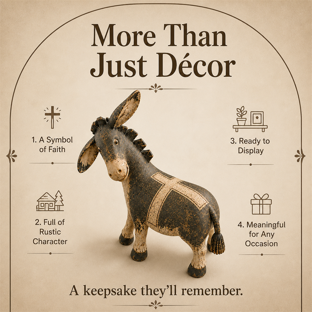 🫏✝️ Faithful Donkey Keepsake – Rustic Christian Home Décor & Meaningful Gift