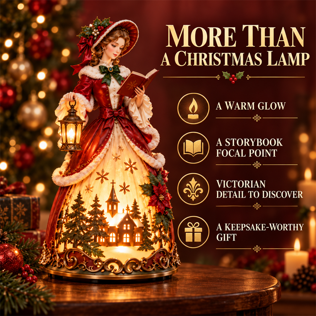 🎄✨ Victorian Christmas Carol Lady Lantern – Lighted Holiday Village Figurine