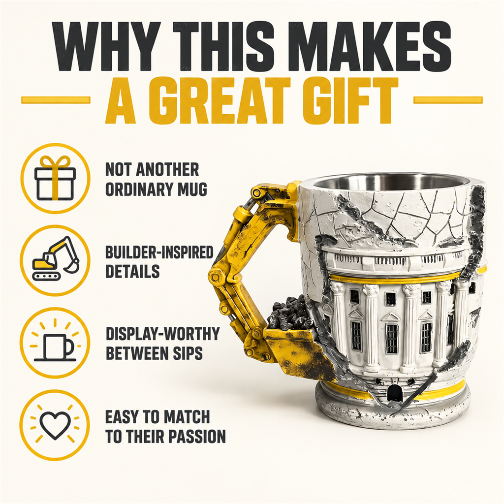 🏗️☕ Builder’s Tribute Excavator Mug – Construction Worker Keepsake & Gift