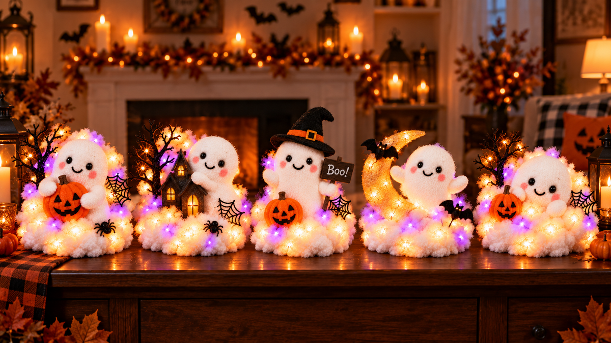 Glowing Ghost Staircase Decor – Cute Halloween Railing Accent