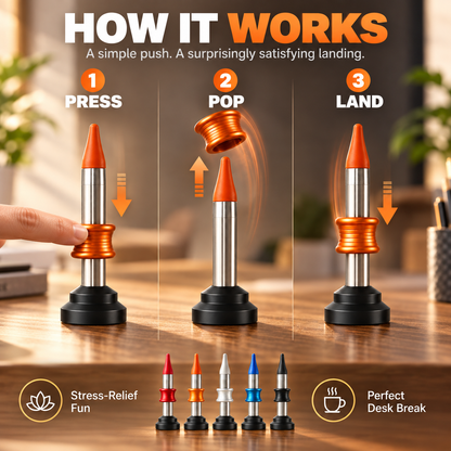 🚀🌌Pop & Land Kinetic Desk Toy | 🎯 Press, Launch & Land Challenge