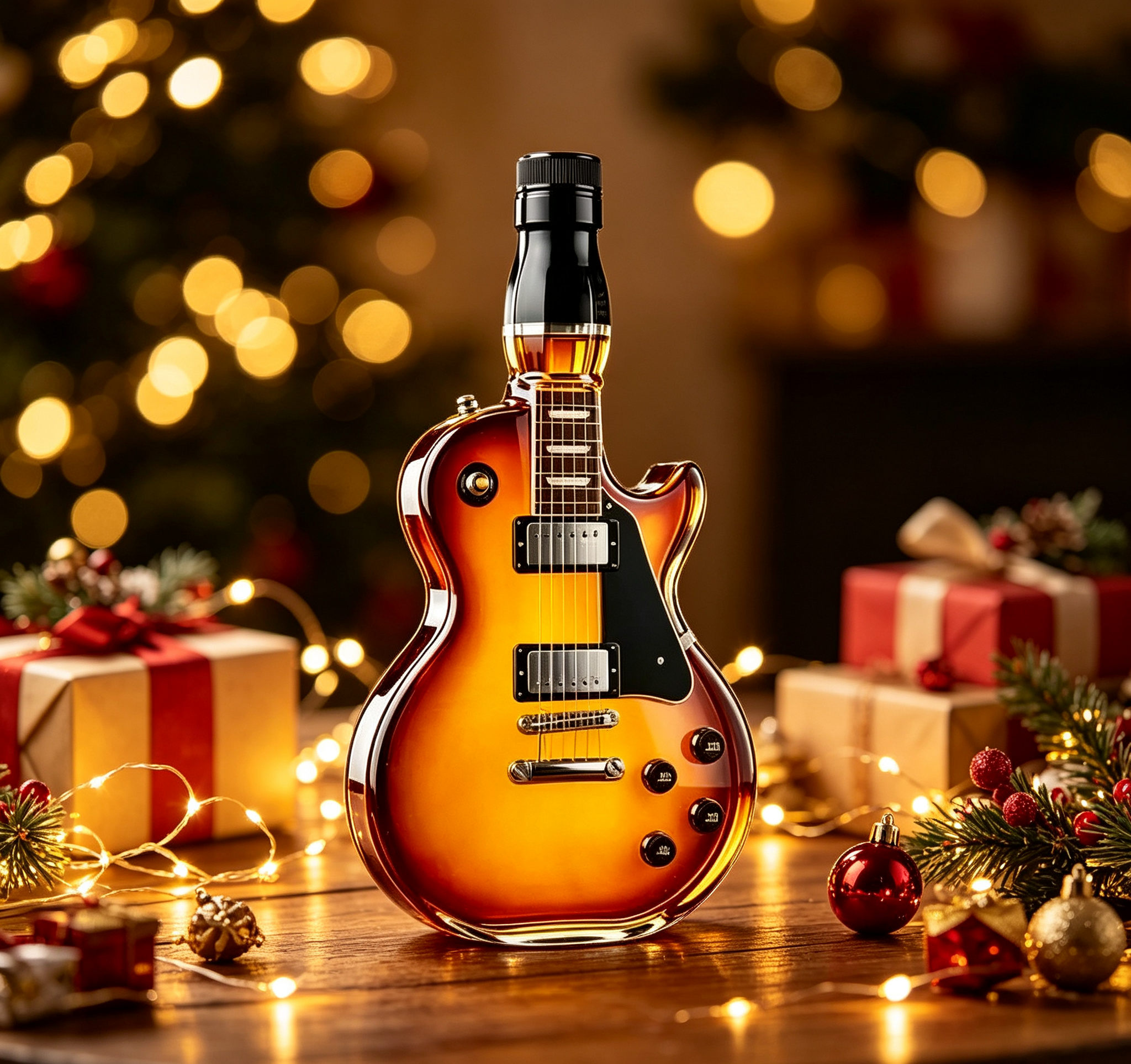 🎸 Vintage Sunburst Electric Guitar Whiskey Decanter | Rock Collectible Bar Gift