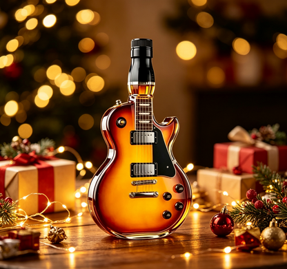 🎸 Vintage Sunburst Electric Guitar Whiskey Decanter | Rock Collectible Bar Gift