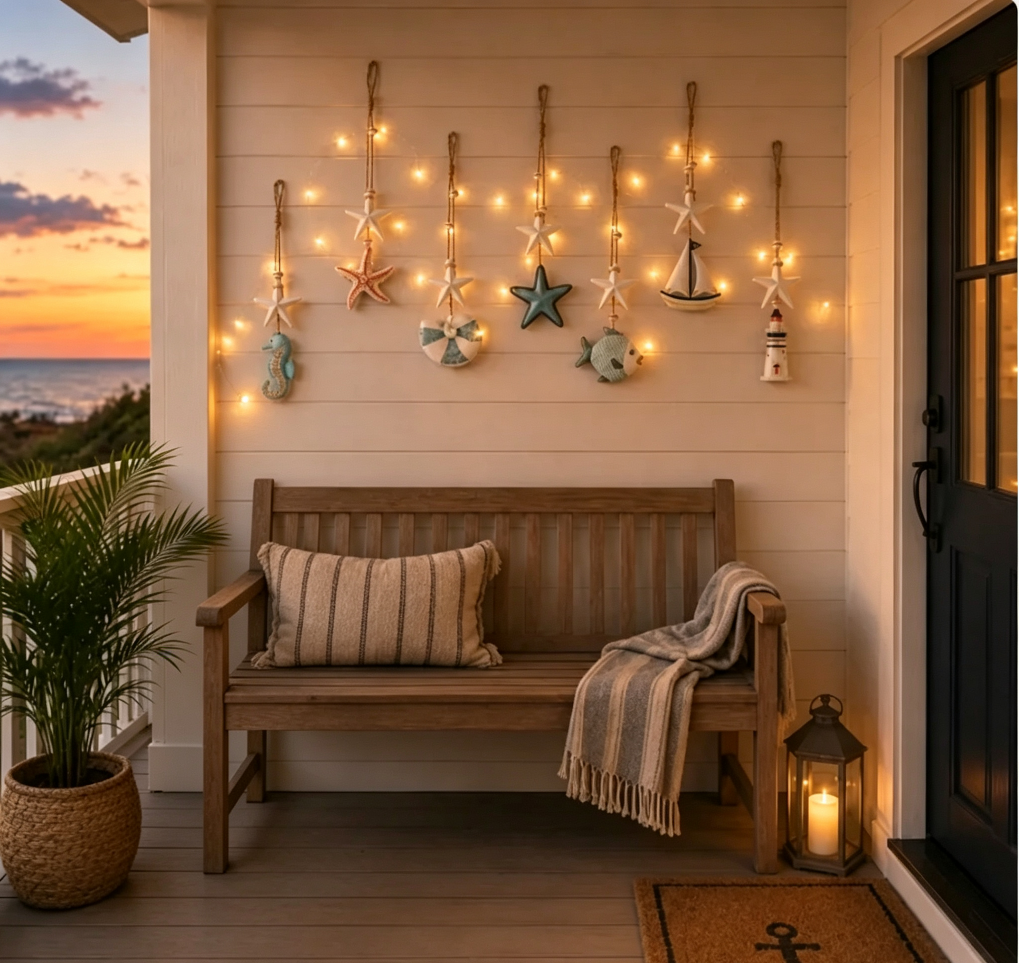 🌊 Seaside Glow Wall Hangings Set of 7 ⭐ Nautical LED Coastal Wall Decor with Remote