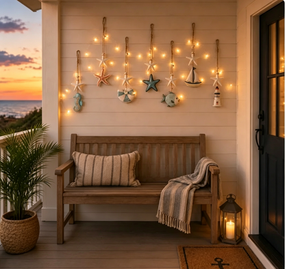 🌊 Seaside Glow Wall Hangings Set of 7 ⭐ Nautical LED Coastal Wall Decor with Remote