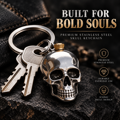 💀 Rugged Stainless Steel Skull Keychain – Bold Gothic EDC Accessory for Motorcycle Riders and Biker Gifts
