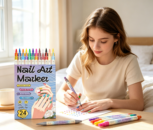 🎨12/24 Colors 3D Nail Art Markers | DIY Dotting & Drawing Pens for Manicure