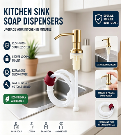 ✨ Kitchen Sink Soap Dispenser | 1M Silicone Extension Tube, Rust‑Proof Stainless Steel