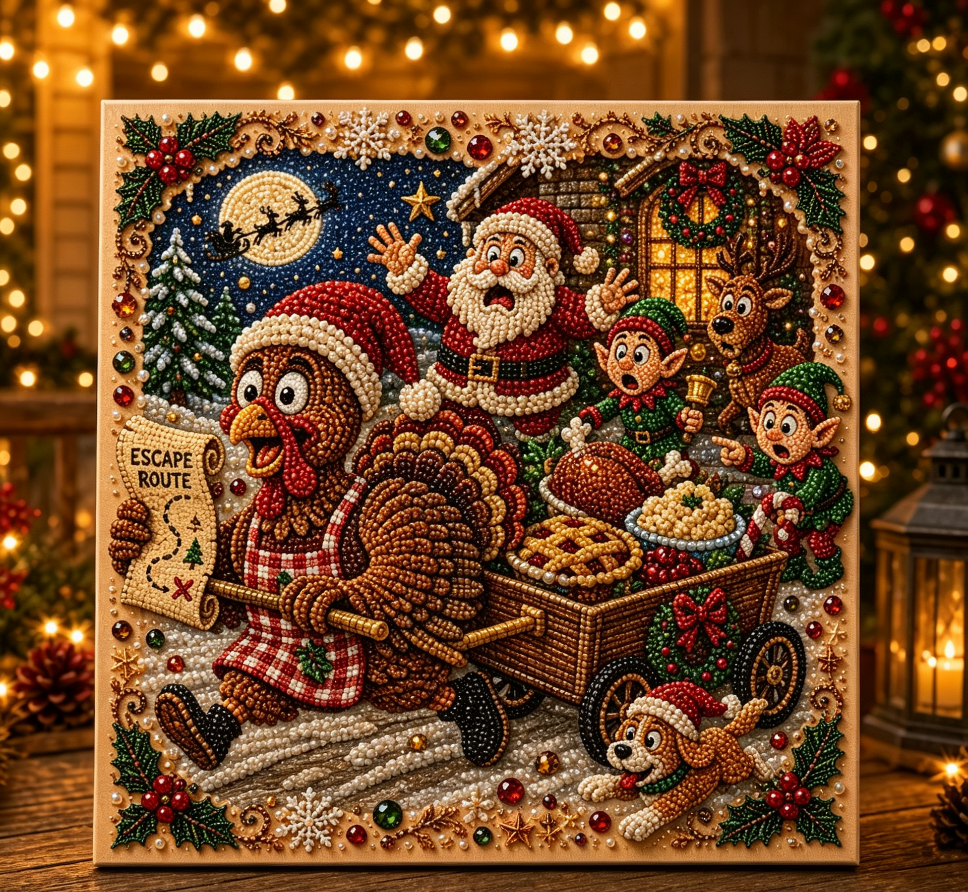 🎅🎄Funny Christmas Diamond Painting Kit | Humorous Festive DIY Bead Art Wall Decor 🎁