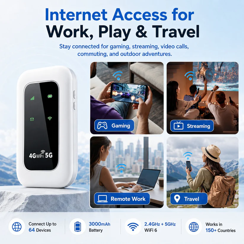 📶 All-Network Pocket WiFi – Ready in Seconds No Setup! No Hassle! Just Connect!🔥[Power on and use, free for life].