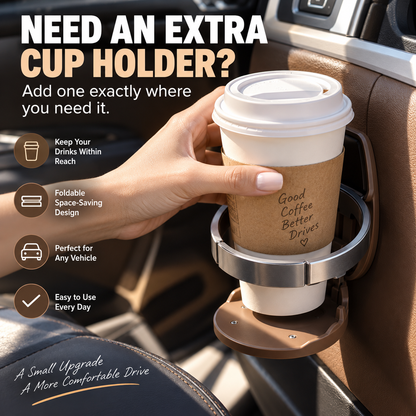 🚗 Universal Foldable Car Cup Holder – Space-Saving Drink & Phone Organizer