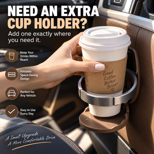 🚗 Universal Foldable Car Cup Holder – Space-Saving Drink & Phone Organizer