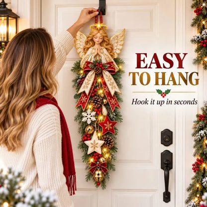 💯🔥49% OFF✨👼 Lighted Angel Christmas Door Swag – A Heavenly Holiday Welcome