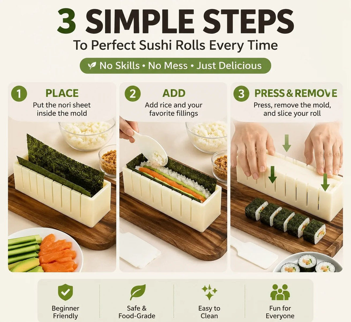 🍣 Easy Sushi Roll Mold for Homemade Japanese-Style Rolls at Home
