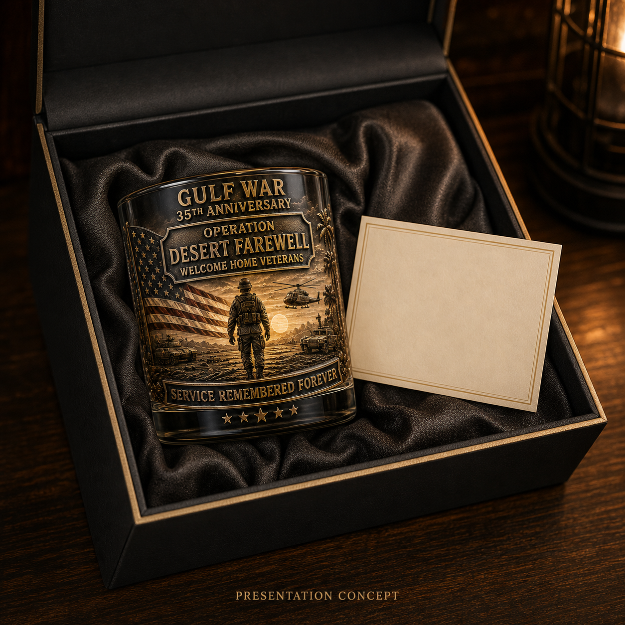 Gulf War 35th Anniversary Commemorative Whiskey Glass – Raised Tribute Barware