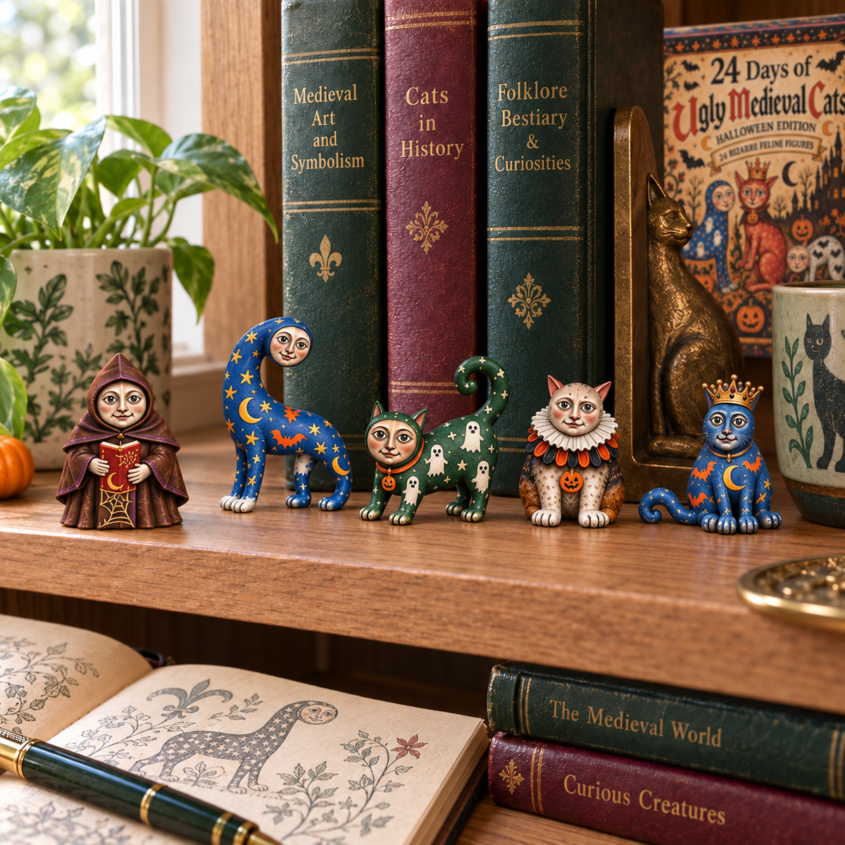 🐈🎃 24 Days of Ugly Medieval Cats – Halloween Advent Calendar with 24 Bizarre Cat Figures
