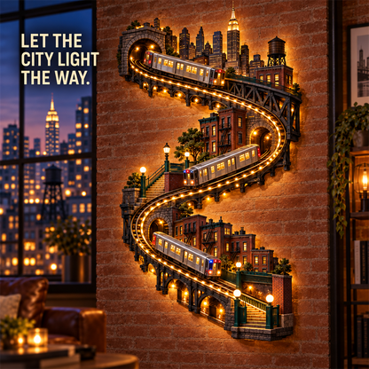 American City Transit Trail Light – Illuminated 3D Skyline Wall Décor