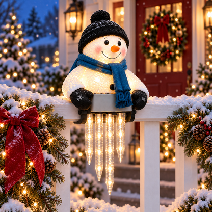 ⛄✨ WinterGlow Snowman Icicle Light – Festive LED Railing & Christmas Hanging Décor