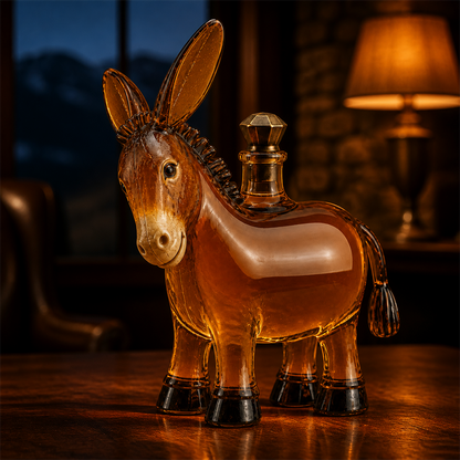 🫏 Rustic Donkey Whiskey Decanter – Farmhouse Animal Glass Bottle
