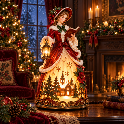 🎄✨ Victorian Christmas Carol Lady Lantern – Lighted Holiday Village Figurine