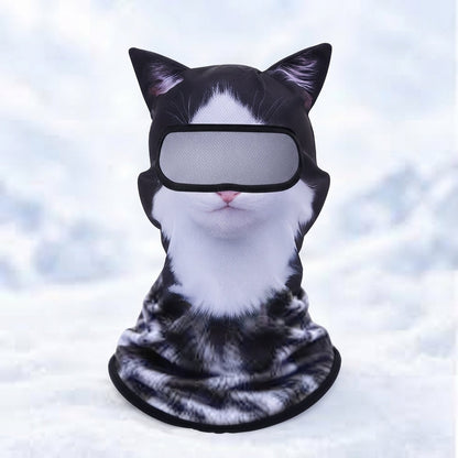 🔥3D Cat Ski Mask with Ears – Funny Windproof Balaclava for Skiing & Festivals