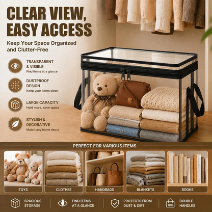 🎁Large Clear Storage Bag 🧺 – Spacious Organizer for Blankets, Clothes & More