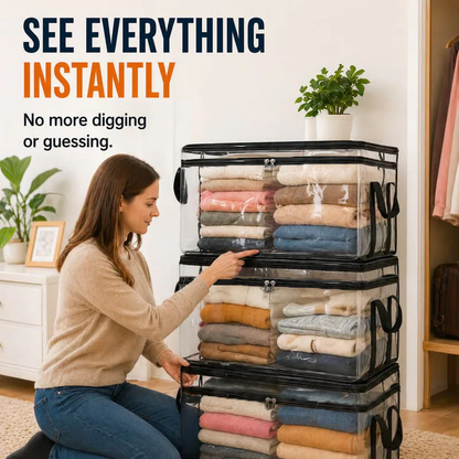 🎁Large Clear Storage Bag 🧺 – Spacious Organizer for Blankets, Clothes & More