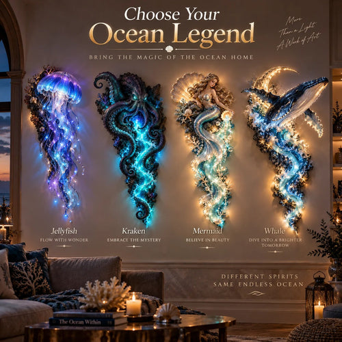 🌊 Mystical Sea Glow Wall Art – Light-Up Whale & Mermaid Décor | Limited Stock, 50% Off ✨